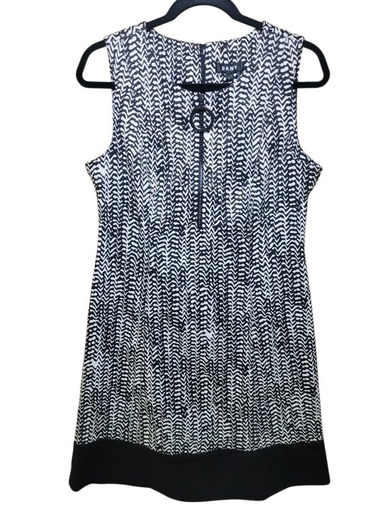 Dkny Dresses & Skirts - DKNY Colorblock Herringbone Zip Sheath Dress Black White NEW Quiet Luxury